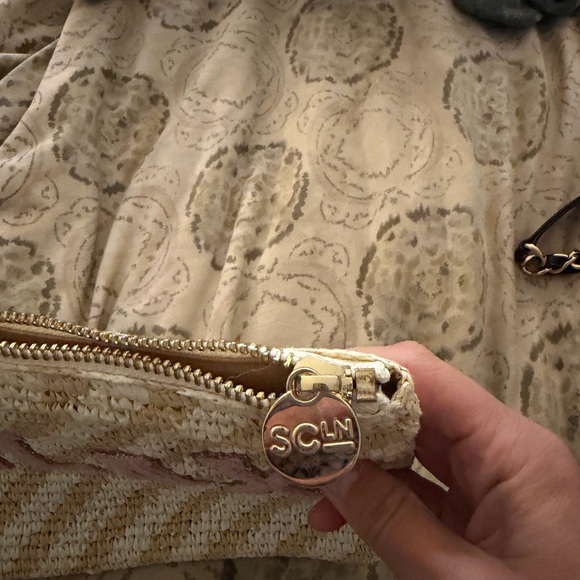 Stoney Clover Lane Beige and Pink Raffia Flat pouch - Picture 3 of 4